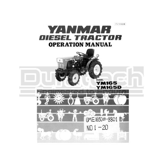 Yanmar Tractor YM165 Operation Manual - Printed Hard Copy - FREE Shipping
